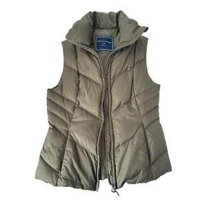 TOMMY HILFIGER Olive Green XS Zip Front Lined Quilted Puffer Vest zipper pockets